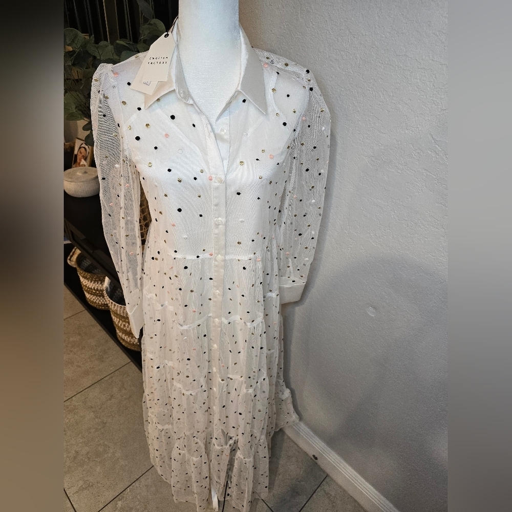 English Factory White Ruffled Tiered Dress Size S - Picture 9 of 14